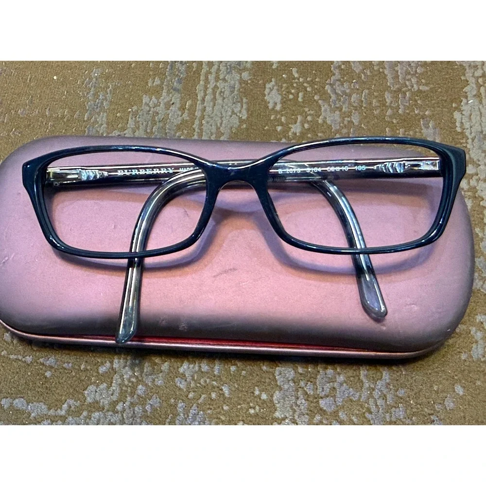 Burberry B 2073 3164 Grey Check Rectangular Eyeglasses Frames Italy 53-16-135